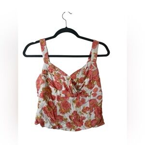 Sienna Sky Floral Twist Front Sleeveless Crop Top Size L